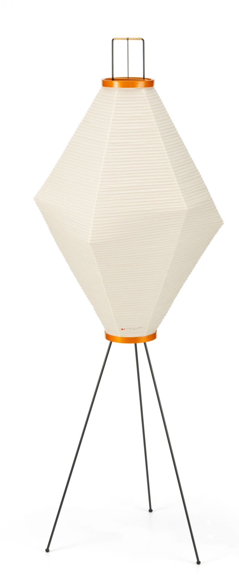 Akari Stehleuchte von Vitra mit Papierlampenschirm und schwarzem Stativfuß, modernes Design.